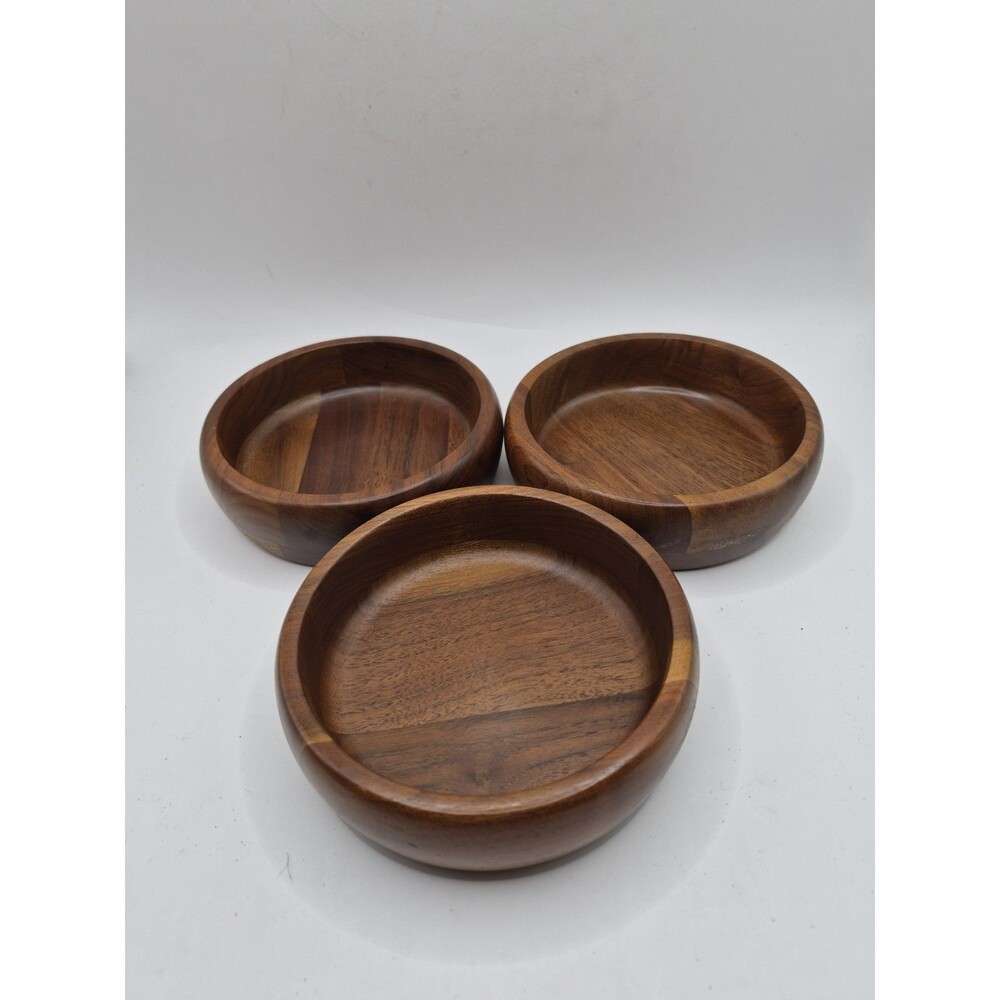 Vintage MCM Ozark Walnutware Wooden Salad Bowl Set Of 3 Ozark Black Walnut